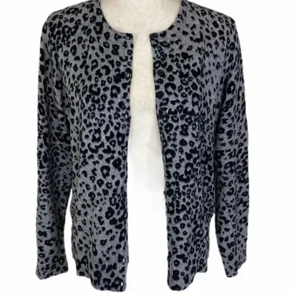 Vintage Leopard Cardigan Sweater S Button Down 100% Cotton Animal Print … - Picture 5 of 6